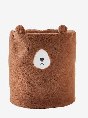 XL Bear Basket in Faux Fur brown