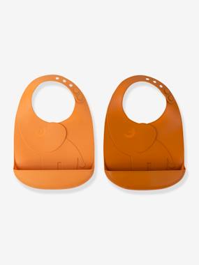 Pack of 2 Peekaboo Elphee Bibs with Spill Pocket in Silicone DONE BY DEER light two color multicol