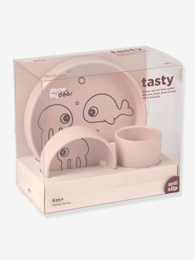 3-Piece Sea Friends Dinner Set in Silicone DONE BY DEER light solid with design