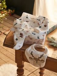 Baby-Pyjamas-Christmas Gift Set for Babies: Velour Sleepsuit + Bib, Unisex