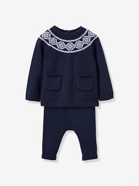 Baby s jacquard outfit dark solid