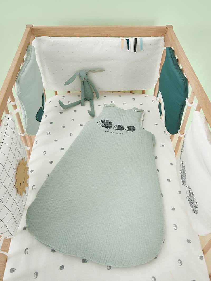 Padded Cot Bumper, Organic Collection, LOVELY NATURE white, Bedding