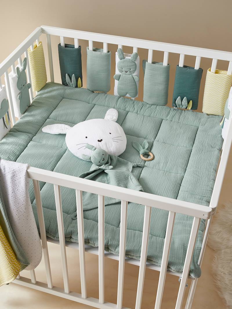 Breathable Cot Bumper, MENTHE A L'EAU green, Bedding & Decor Vertbaudet