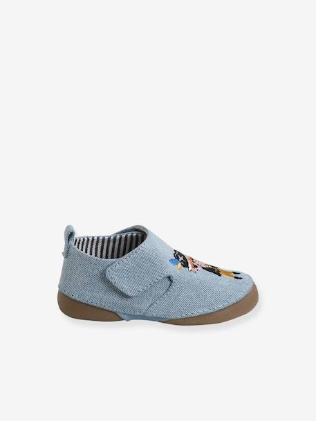 Touch-Fastening Slippers in Denim for Baby Boys BLUE LIGHT SOLID WITH DESIGN 