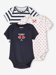 Baby-Bodysuits & Sleepsuits-Pack of 3 Short Sleeve "Hearts" Bodysuits for Babies