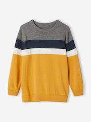 Boys-Cardigans, Jumpers & Sweatshirts-Jumpers-Striped Colourblock Jumper in Fine Knit for Boys, Oeko-Tex®