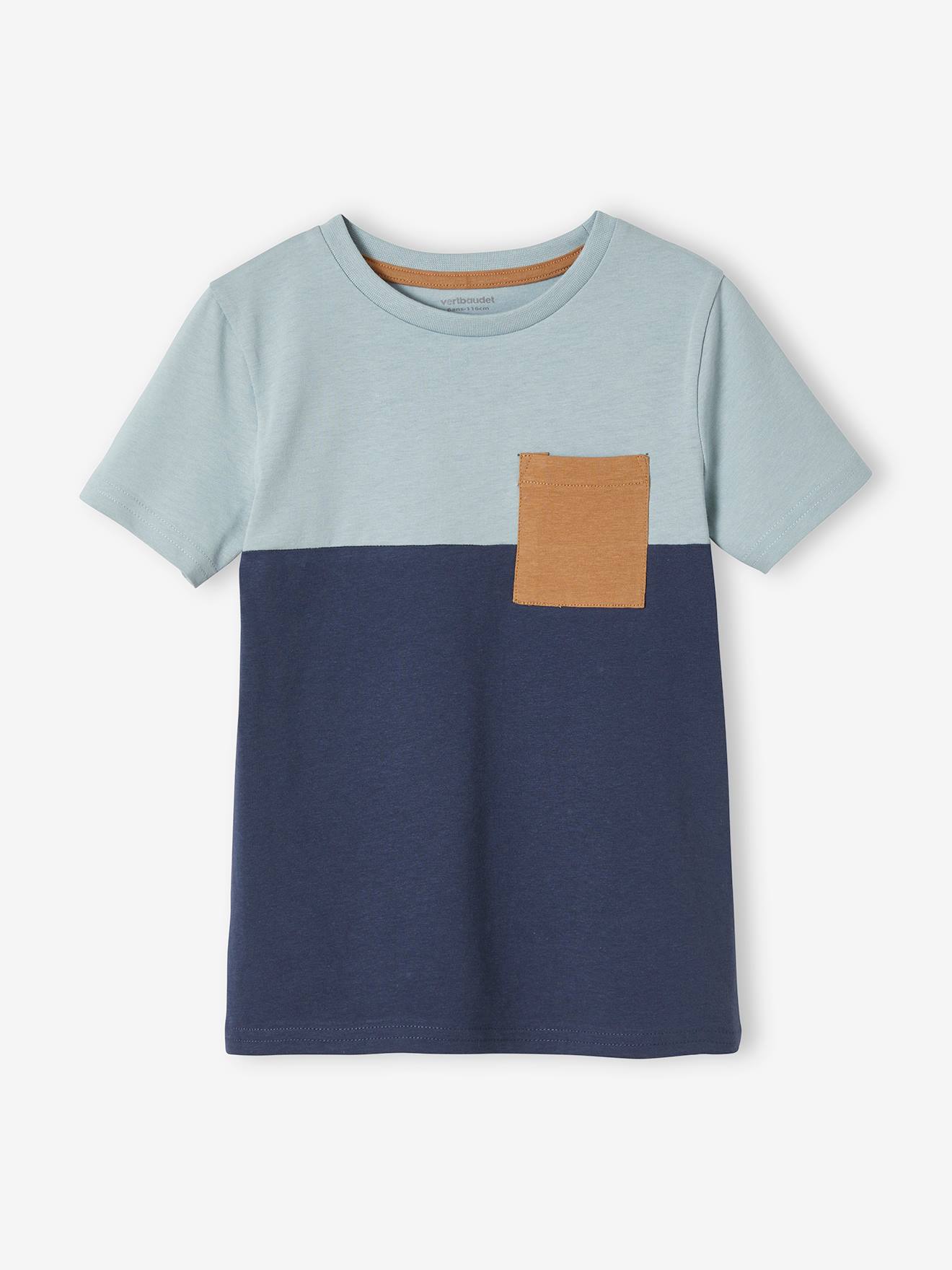 Colourblock T-Shirt for Boys blue medium solid with design