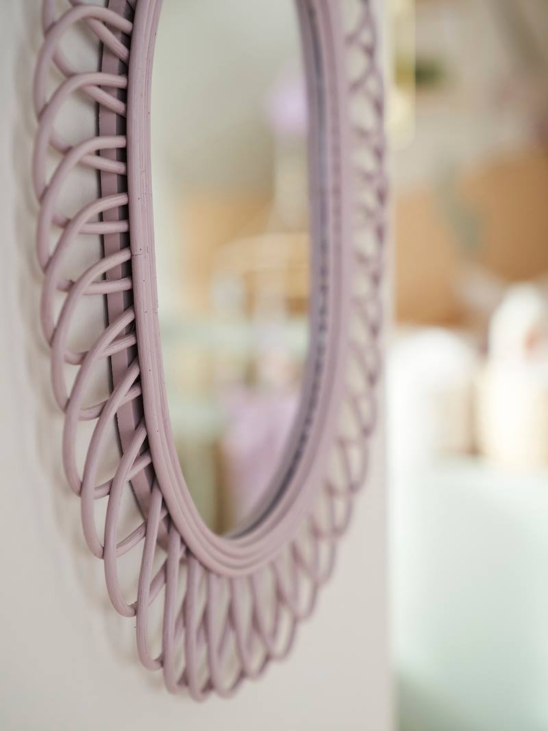Oval Rattan Mirror, Sweet Provence purple light solid, Bedding