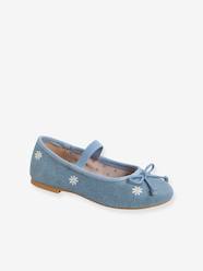 Shoes-Ballet Pumps in Embroidered Fabric, for Girls