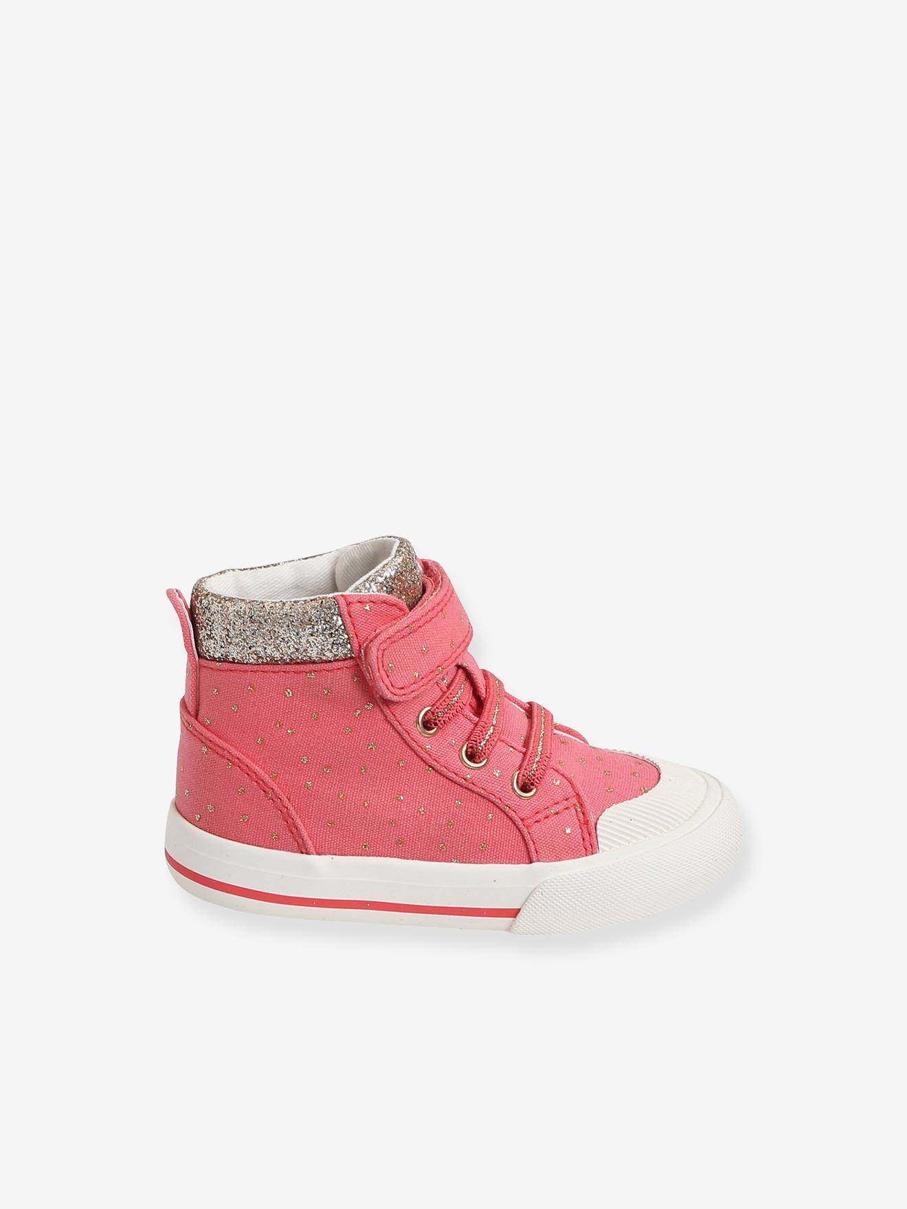 High Top Trainers For Baby Girls Pink Print Shoes Vertbaudet