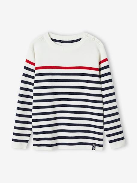 Sailor-Style Striped Jumper for Boys, Oeko-Tex® BROWN MEDIUM STRIPED+GREEN MEDIUM SOLID WITH DESIG+WHITE LIGHT SOLID WITH DESIGN+Yellow Stripes 