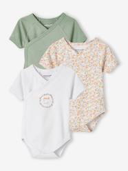 Baby-Pack of 3 Short Sleeve Flowers Bodysuits for Newborn Babies
