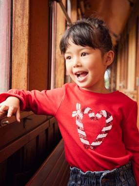 Christmas Sweatshirt with Heart Motif in Sequins Iridescent Details dark