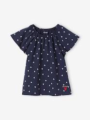 Girls-Tops-Printed Blouse with Butterfly Sleeves, for Girls