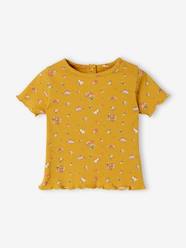 Baby-T-shirts & Roll Neck T-Shirts-Floral T-Shirt in Rib Knit for Babies