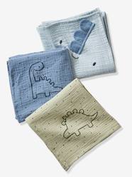 Baby on the Move-Set of 3 Cotton Gauze Muslin Squares, Little Dino