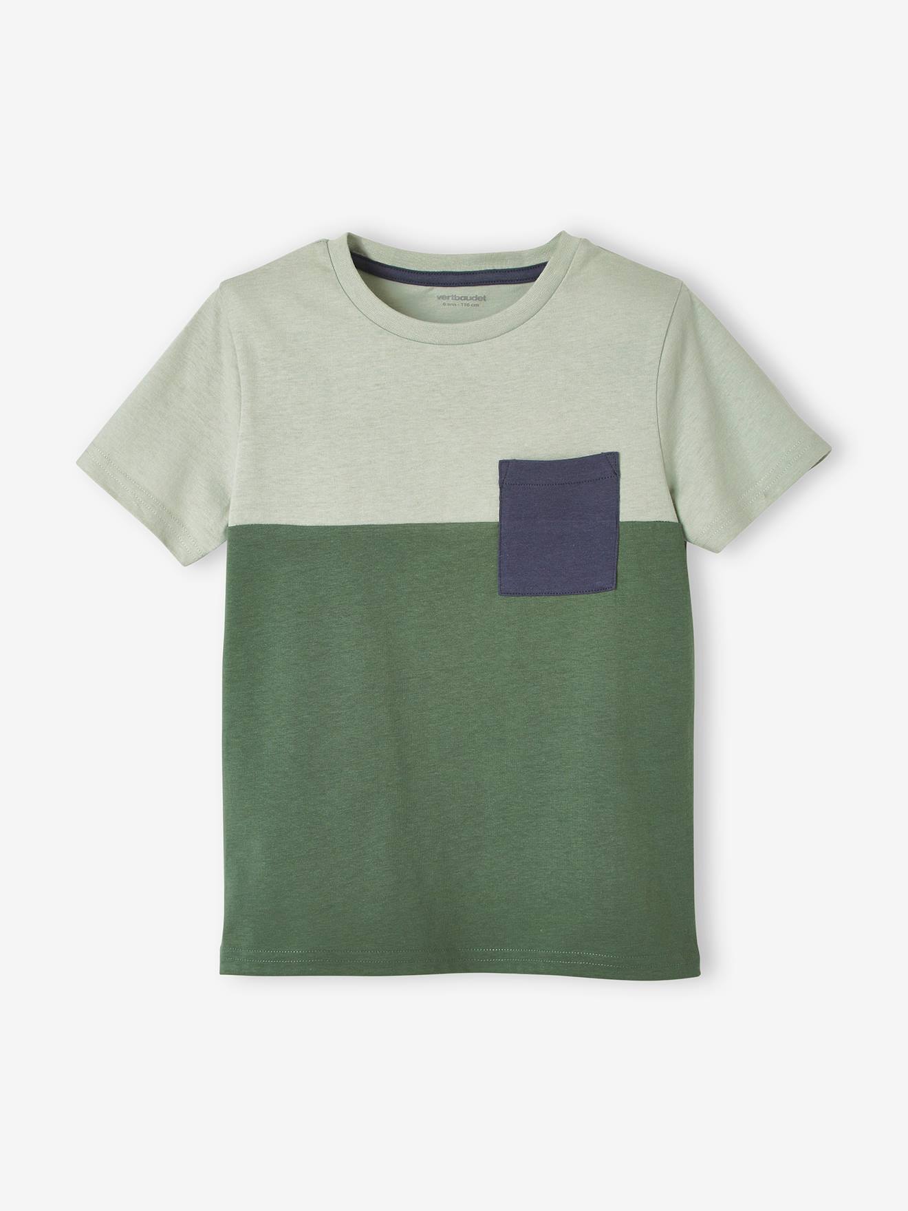Colourblock T-Shirt for Boys green dark solid with design