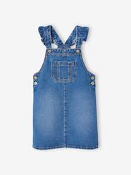 Girls-Dresses-Denim Dungaree Dress with Frilly Straps for Girls