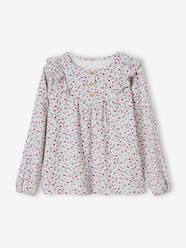 Girls-Blouses, Shirts & Tunics-Printed Blouse with Ruffles, for Girls