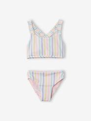 Girls-Swimwear-Reversible Striped / Tie-Dye Bikini for Girls