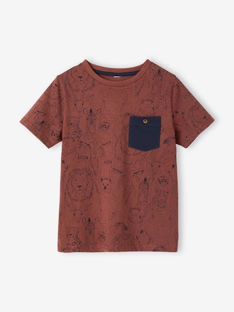 T-Shirt with Graphic Motifs for Boys BLUE MEDIUM ALL OVER PRINTED+BROWN DARK ALL OVER PRINTED+GREY DARK ALL OVER PRINTED 