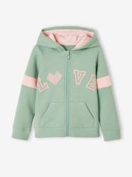 Girls-Cardigans, Jumpers & Sweatshirts-Sweatshirts & Hoodies-"Love" Zipped Sports Jacket with Hood for Girls
