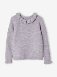 Girls-Cardigans, Jumpers & Sweatshirts-Jumpers-Soft Jumper in Scintillating Marl Knit with Fancy Neckline, for Girls