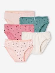 Girls-Underwear-Pack of 5 Briefs in Rib Knit for Girls, Oeko-Tex®
