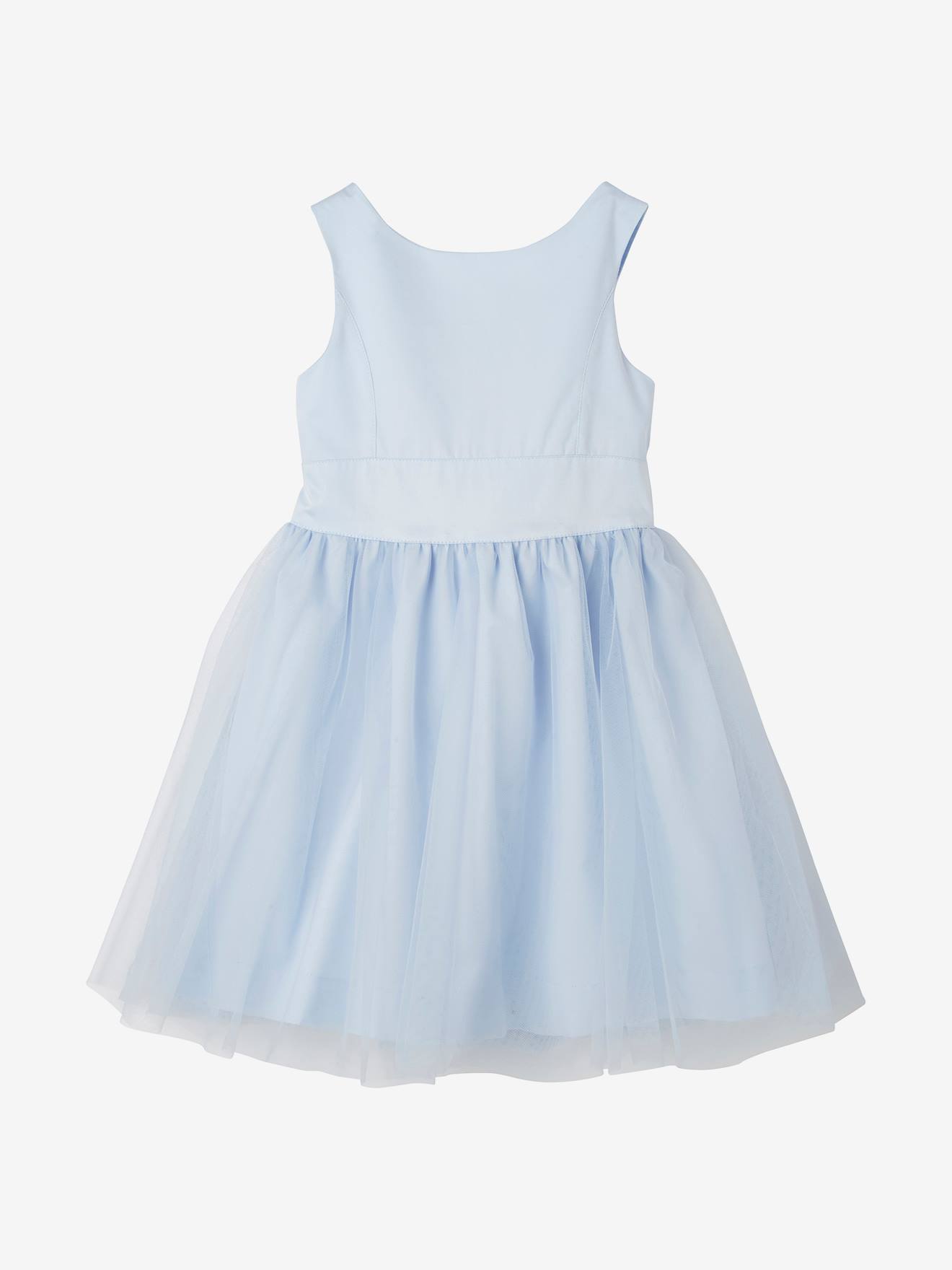 Girls’ Sateen & Tulle Occasion Dress blue light solid