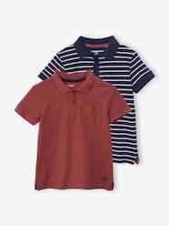 Boys-Tops-Set of 2 Piqué Knit Polo Shirts for Boys