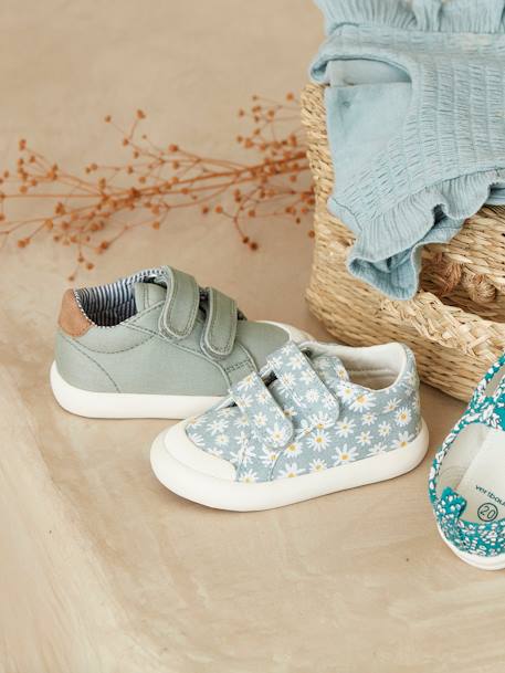 Touch-Fastening Trainers in Canvas for Baby Girls BLUE LIGHT ALL OVER PRINTED+printed pink+printed violet+rose+White 