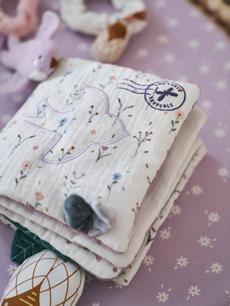 Activity Book in Cotton Gauze, Sweet Provence PURPLE MEDIUM SOLID WITH DESIG 