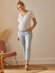 Maternity-Trousers-7/8 Straight Leg Jeans with Seamless Belly Band for Maternity