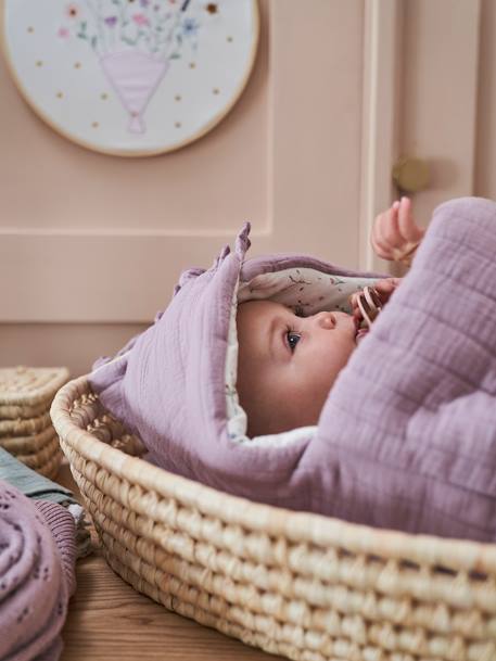 Baby Nest in Cotton Gauze, Little Dino Purple 