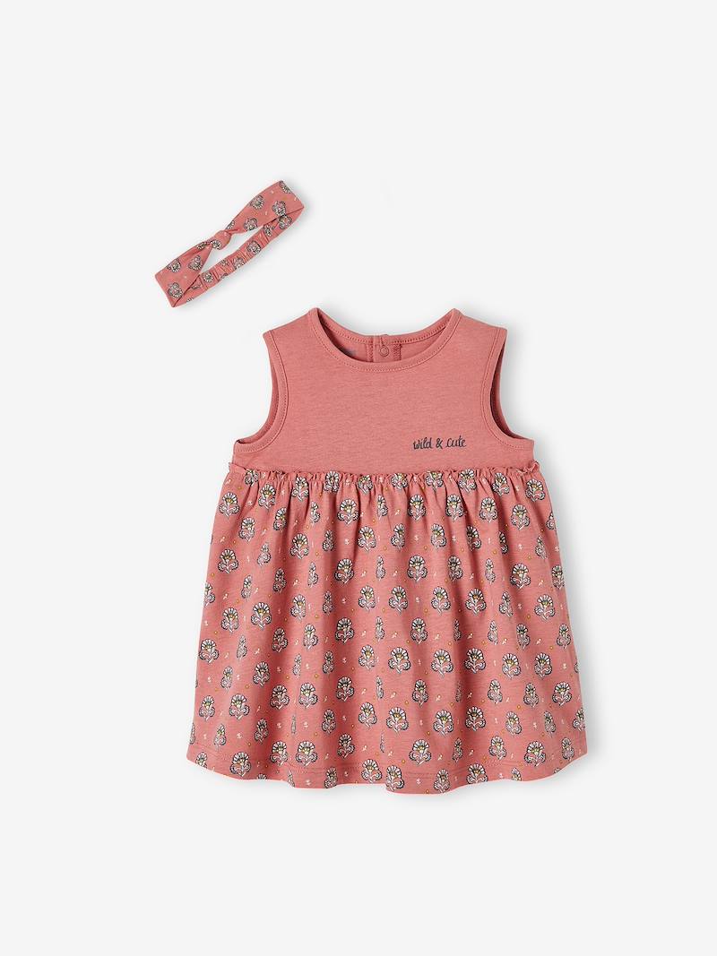 Dress & Matching Headband, for Babies light green/print, Baby