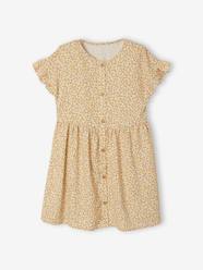 Girls-Dresses-Buttoned Dress with Flowers for Girls