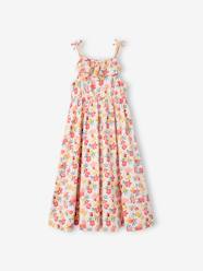 Girls-Long Dress with Ruffle, Floral Print, for Girls