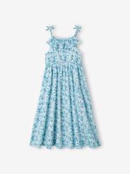 -Long Dress with Ruffle, Floral Print, for Girls