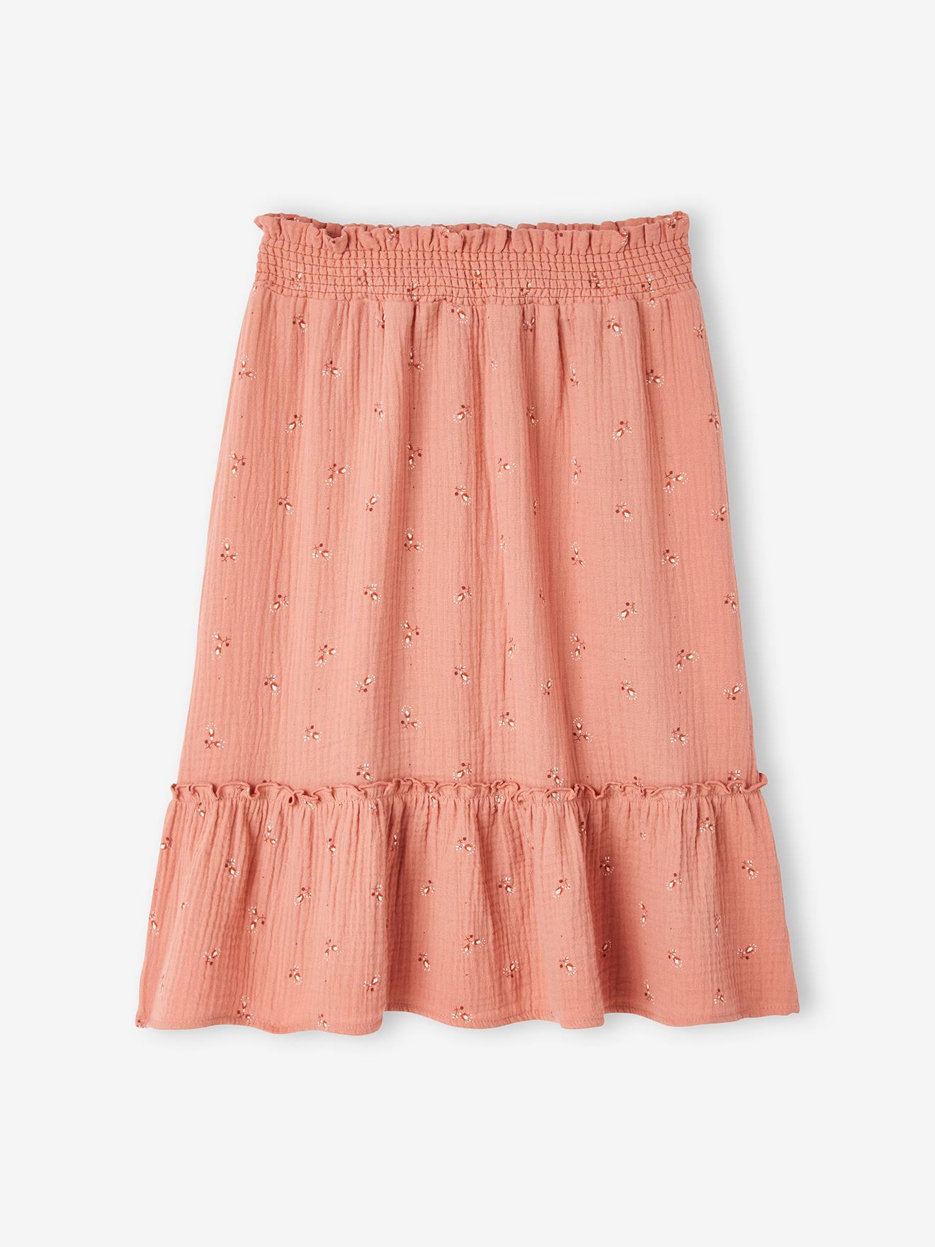 Long Skirt in Cotton Gauze with Floral Print