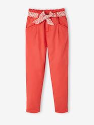 Girls-Trousers-Carrot Trousers with Printed Scarf Belt for Girls