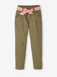 Girls-Trousers-Carrot Trousers with Printed Scarf Belt for Girls