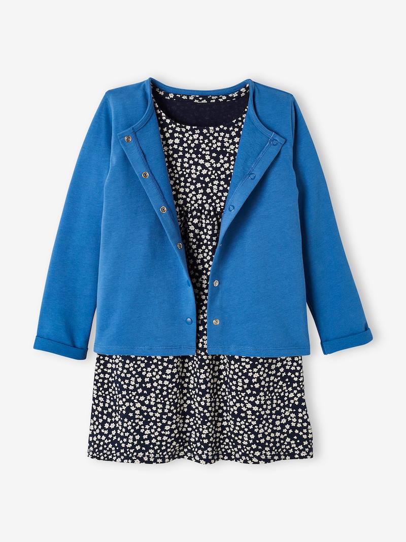 Dress + Jacket Outfit, for Girls white light all over printed, Girls