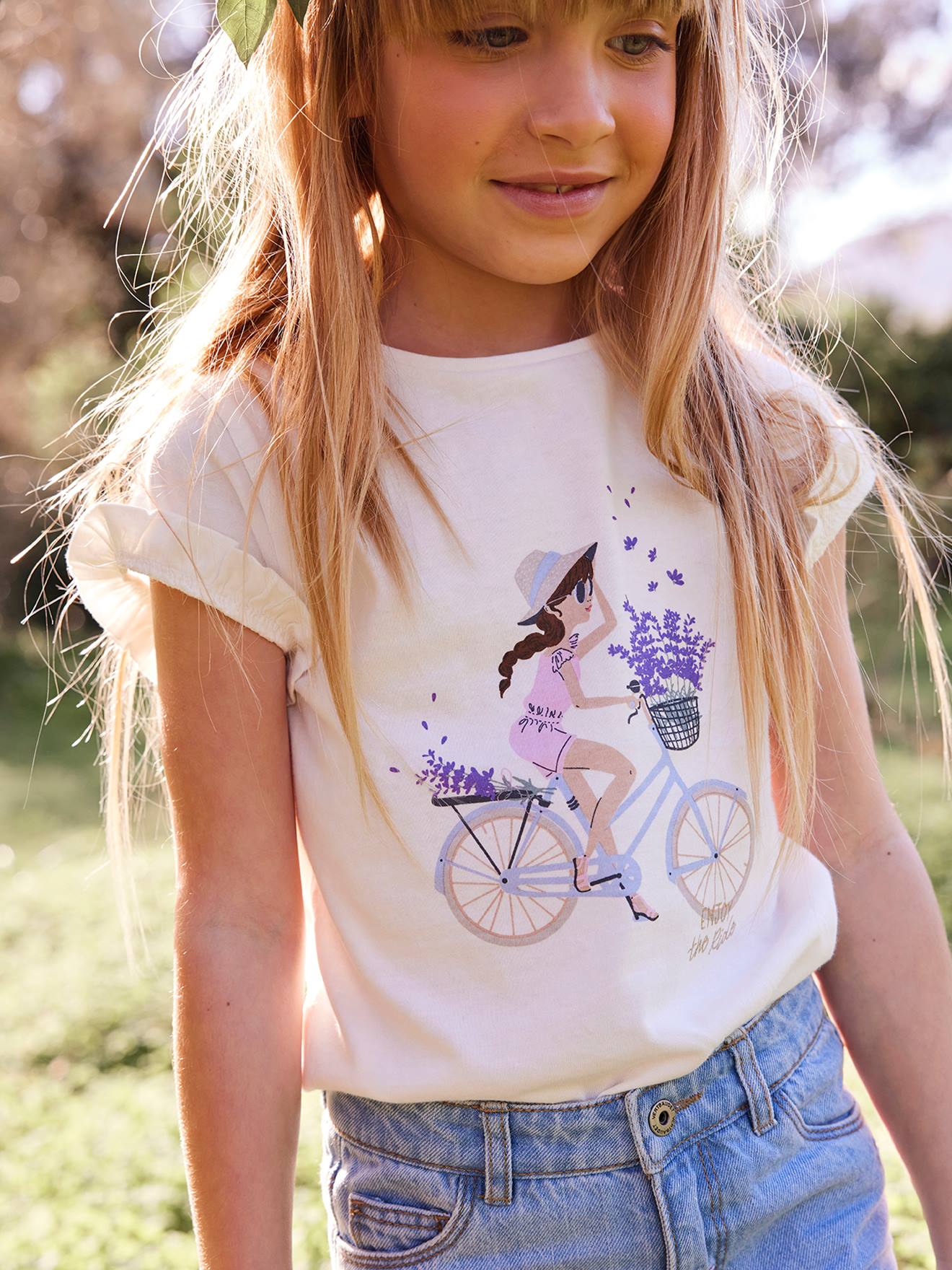 T-Shirt with Bicycle Motif