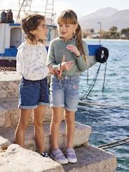Summer Selection-Bermuda Shorts with Embroidered Flowers, for Girls