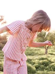 Girls-Blouses, Shirts & Tunics-Striped Blouse with Short Sleeves for Girls