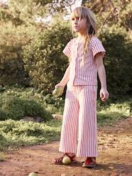 Girls-Trousers-Striped Wide-Leg Trousers with Fancy Bow for Girls
