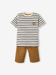 Boys-Tops-T-Shirts-Striped T-Shirt & Bermuda Shorts Combo for Boys