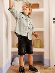 Boys-Bermuda Shorts in Denim Effect Fleece, for Boys