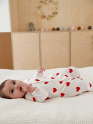Baby-Pyjamas-Baby Sleepsuit with Hearts, in Fleece, Petit Bateau