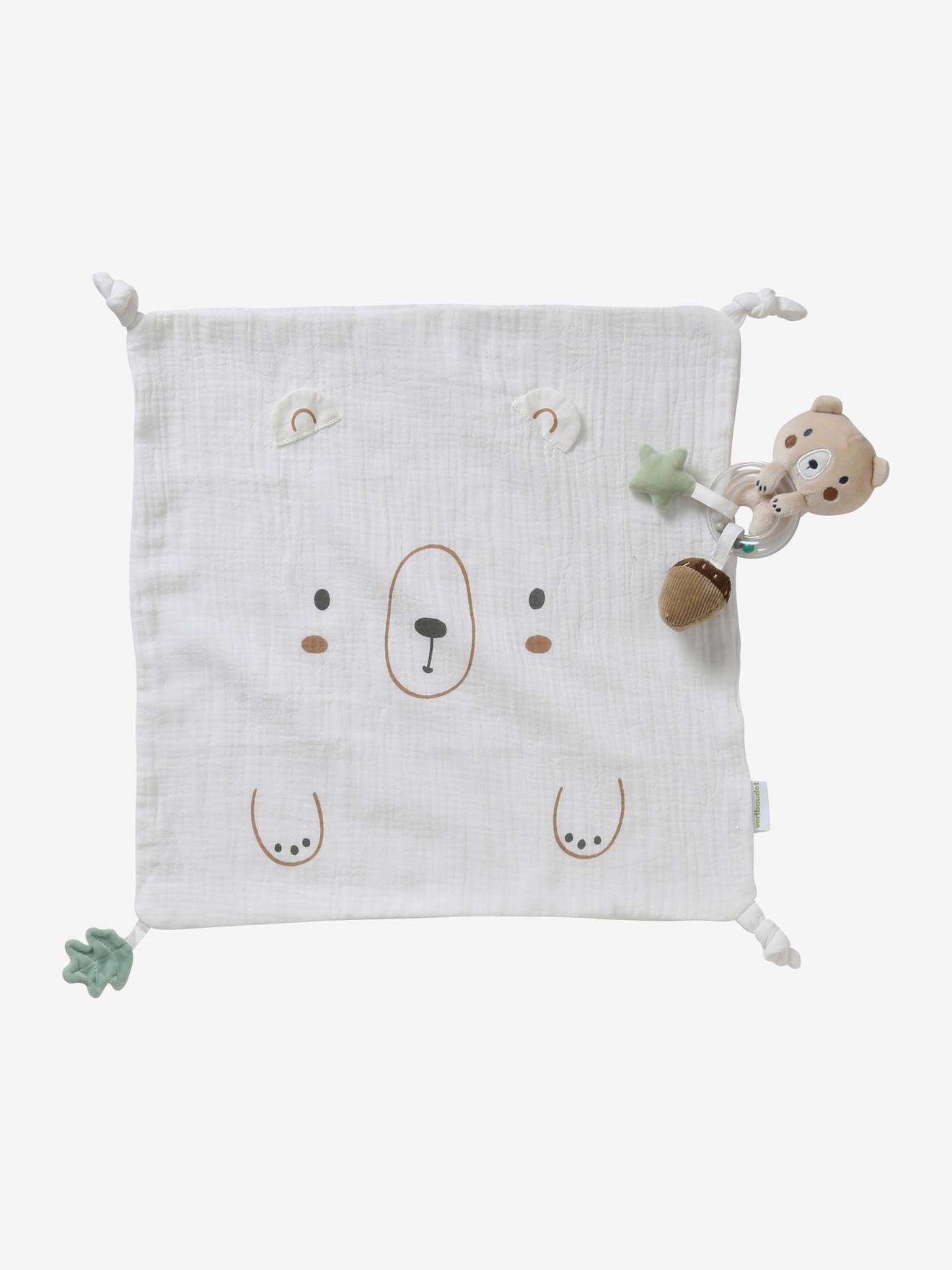 Square Baby Comforter + Rattle, Green Forest multi
